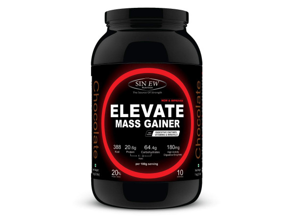 Sinew Nutrition Elevate Mass Gainer with Digestive Enzymes, 1 Kg (Chocolate Flavour)